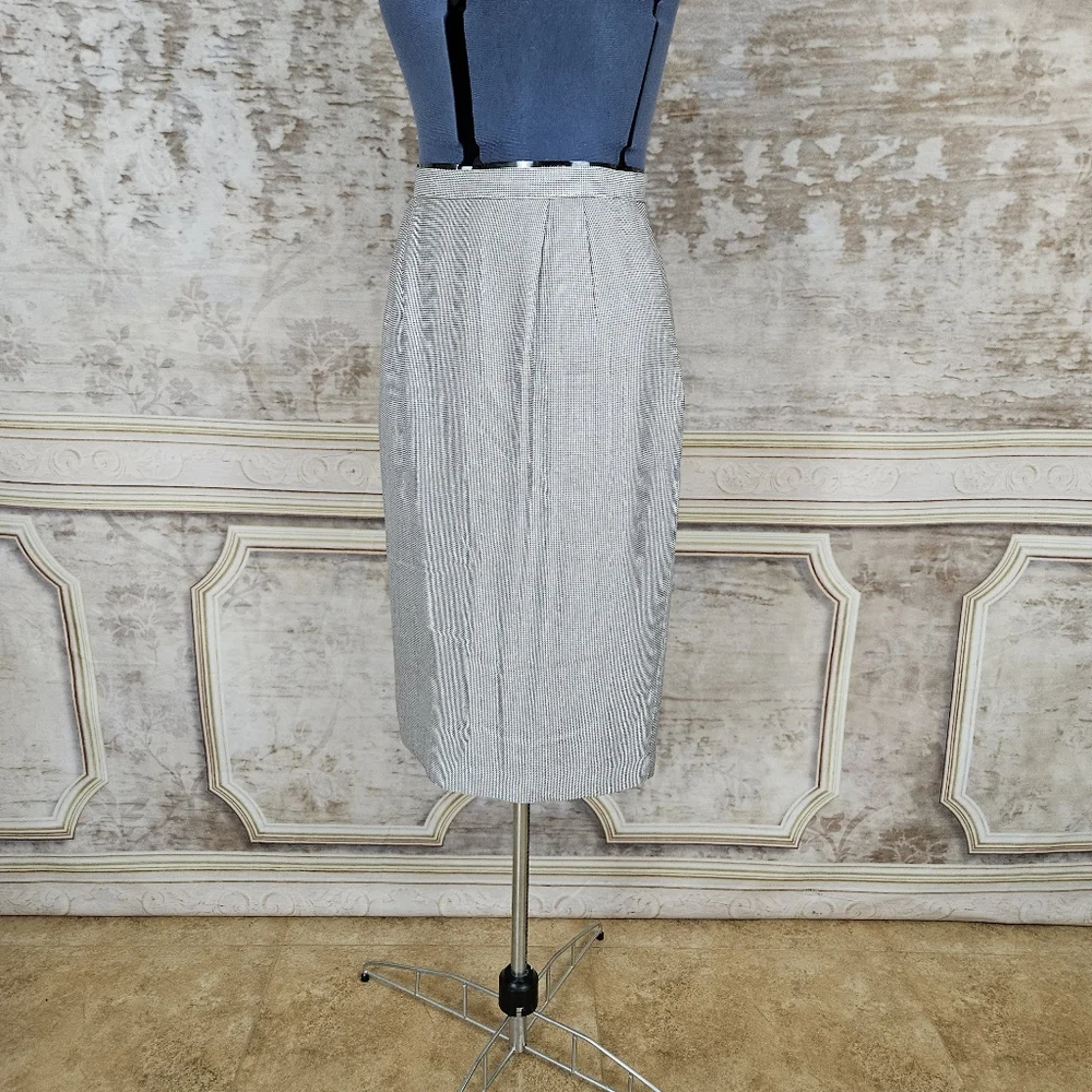Vintage Houndstooth Pencil Skirt VTG 1990s 90s M Black White Academia Pinup Ska